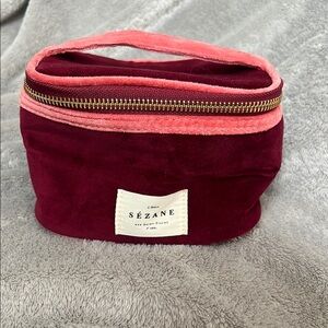 NWT Sezane Burgundy and Pink Cosmetic Bag